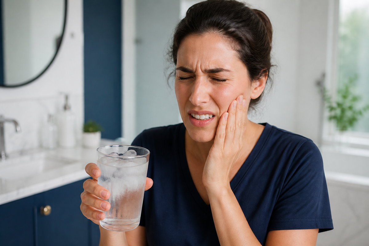 Person experiencing cold tooth sensitivity